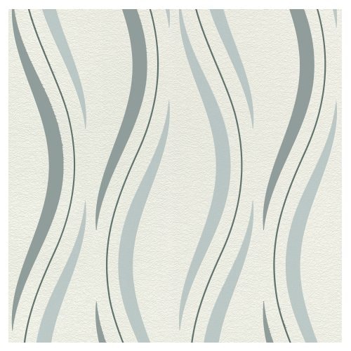 Rasch Studio 2021 tapet Waves lyseblå og grå på hvid 0,53 x 10 meter 476538