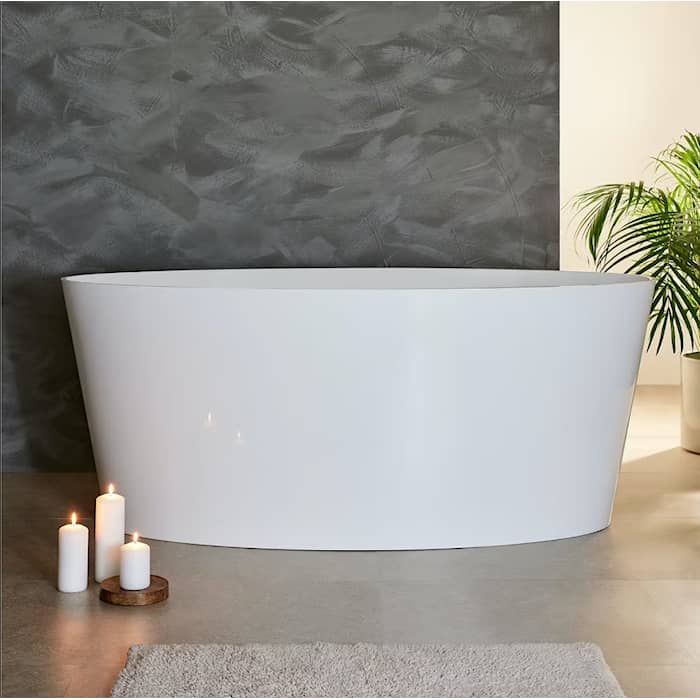 Bathlife Blund 1600 badekar i hvid støbemarmor