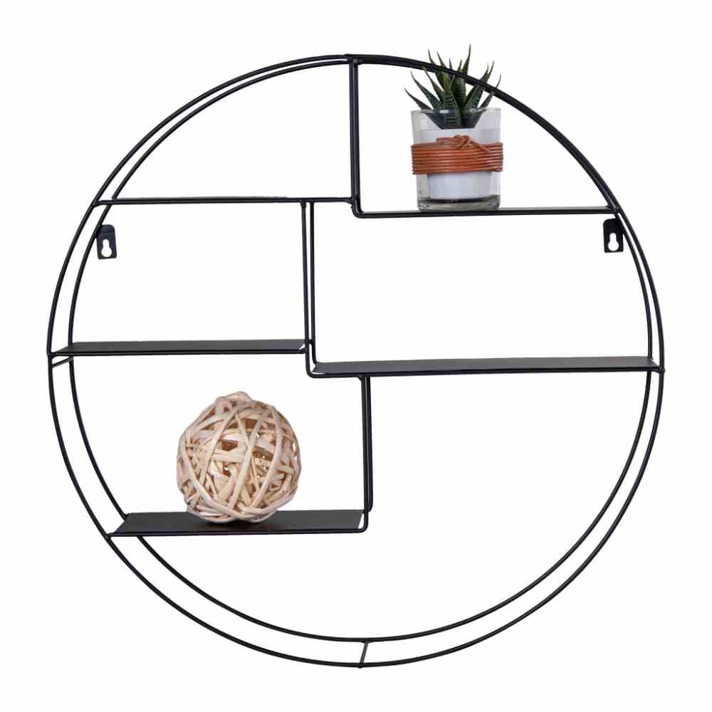 House Nordic Genk rund hylde med sort ramme