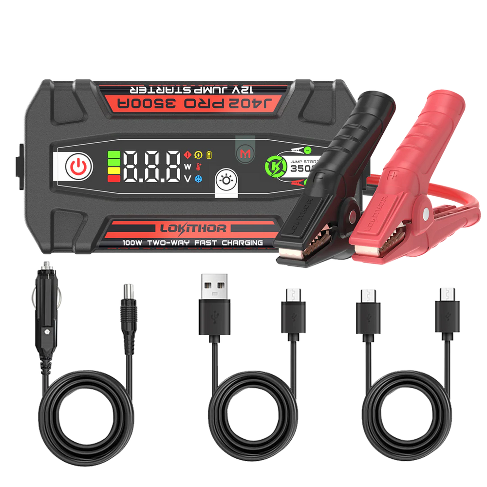 Lokithor J402 PRO Jumpstarter med powerbank og LED-lys