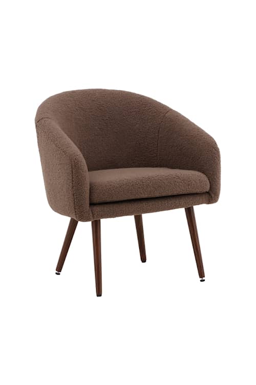 Venture Design Wanda lænestol i mørk valnød/brun teddystof