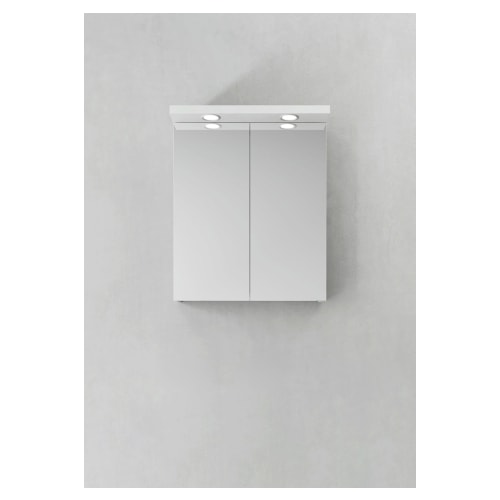 Hafa Store spejlskab i hvid med LED spots og eludtag 60 cm