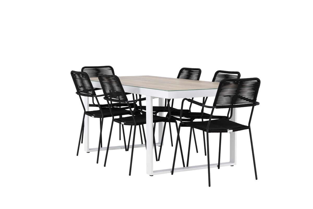 Venture Design Merlo & Lindos møbelsæt med bord og 6 stole
