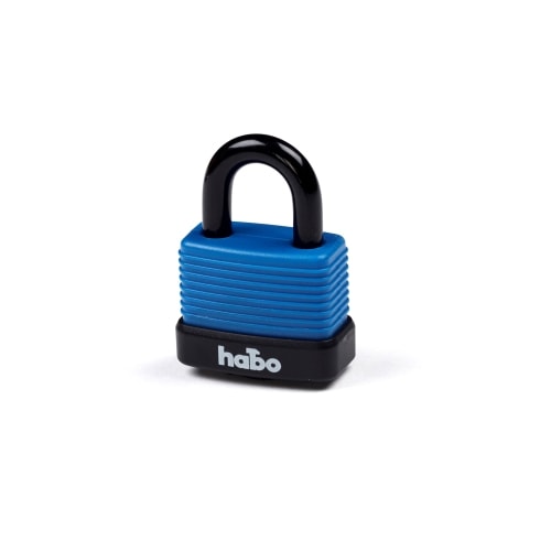 Habo hængelås aluminium blå / sort kappe 48 mm 704-40