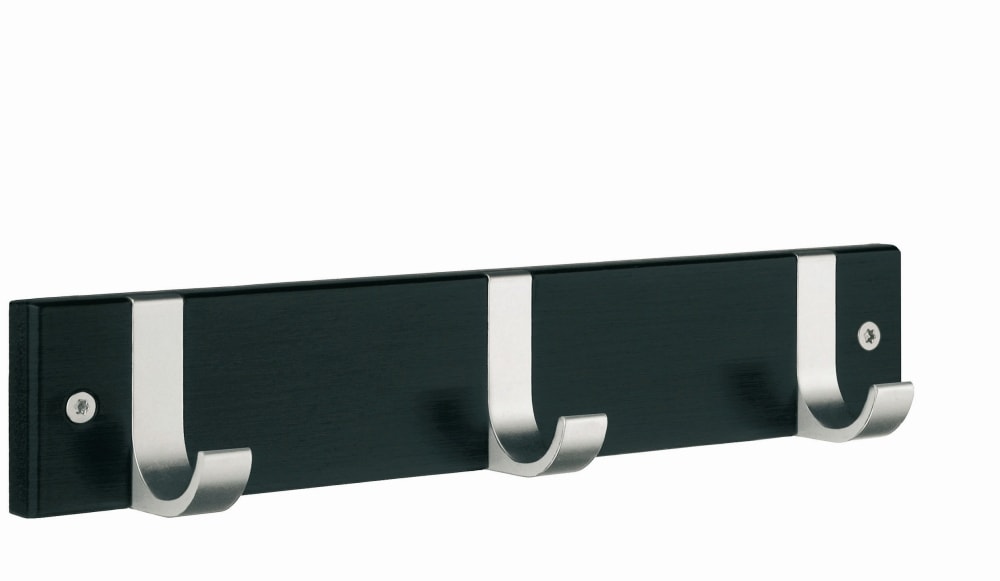 Beslagsboden 1075 knagerække 3 knager hvid/aluminium 346 x 65 mm