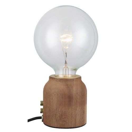 Halo Design Base One bordlampe i mørkt træ Ø8 cm E27