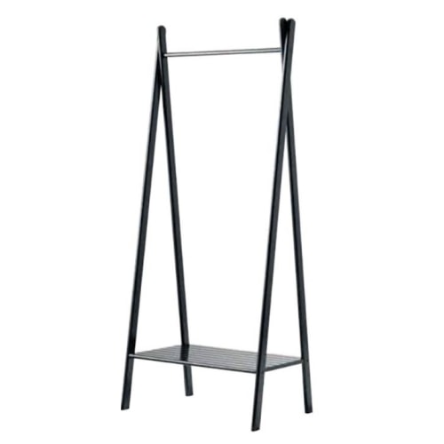 Cinas Noble tøjstativ i sort bambus med hylde 180 x 74 x 35 cm