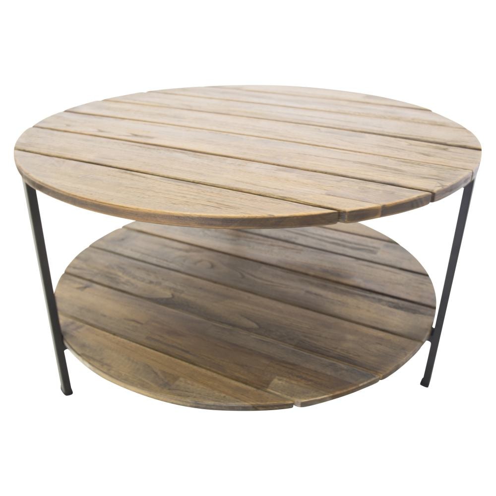 Venture Design Jakarta sofabord i sort og mørk teak Ø80 cm