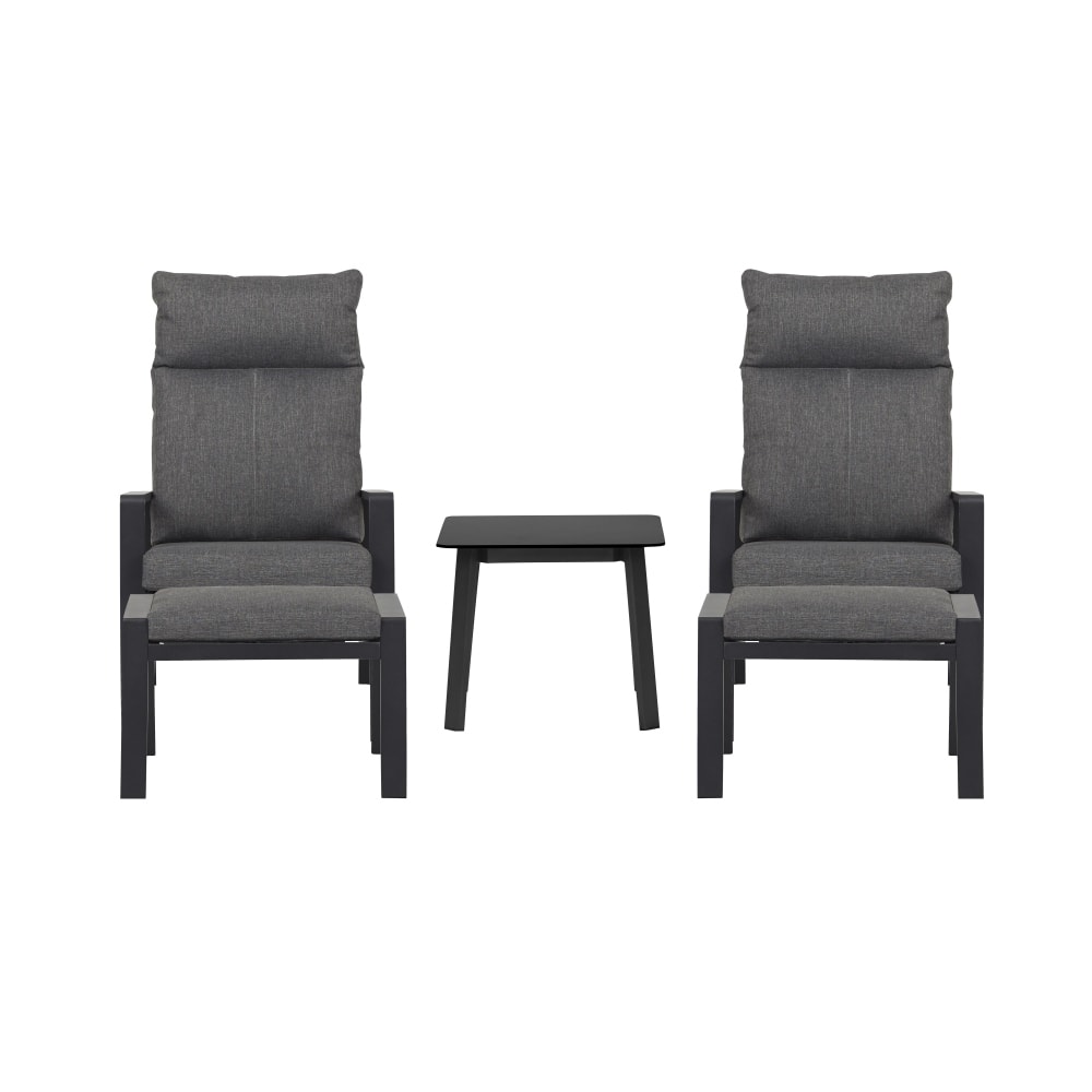 Outfit Lena havesæt i sort med lænestole, hynder og bord