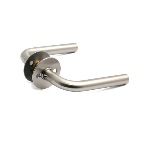 Habo dørgreb L-form 316-2 16 mm m/roset af børstet rustfrit stål