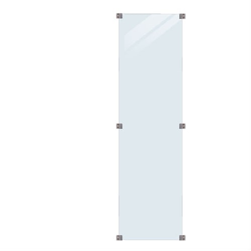 Plus glashegn i 6 mm hærdet glas inkl. 6 beslag 55,4 x 176 cm