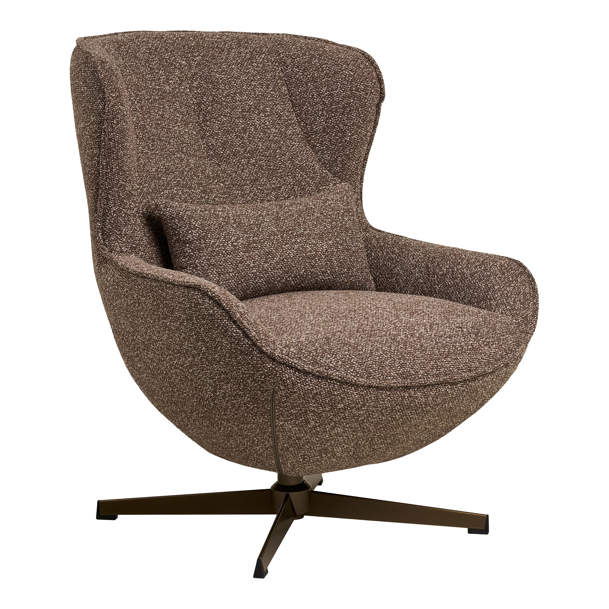 House Nordic Blenheim loungestol med drejefod, brun, bronzefarvet ben HN1305