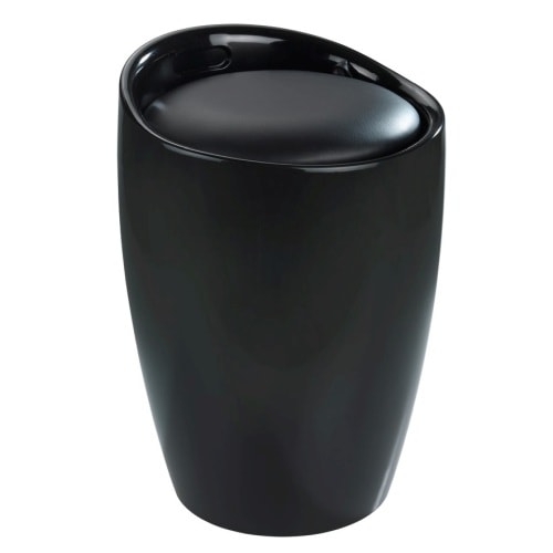 Wenko Candy vasketøjskurv i hvid med sort pose