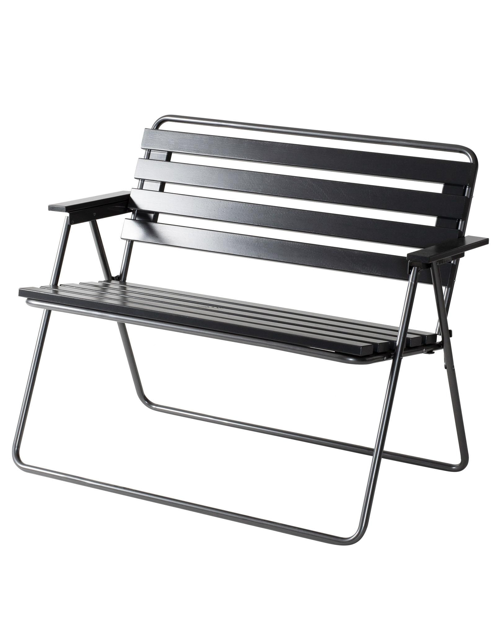 Varax Retro bænk foldbar i sort/grå