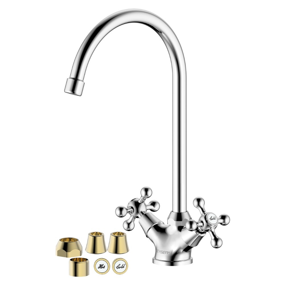 Geyser Magnolia køkkenvandhane i krom med krom/guld greb