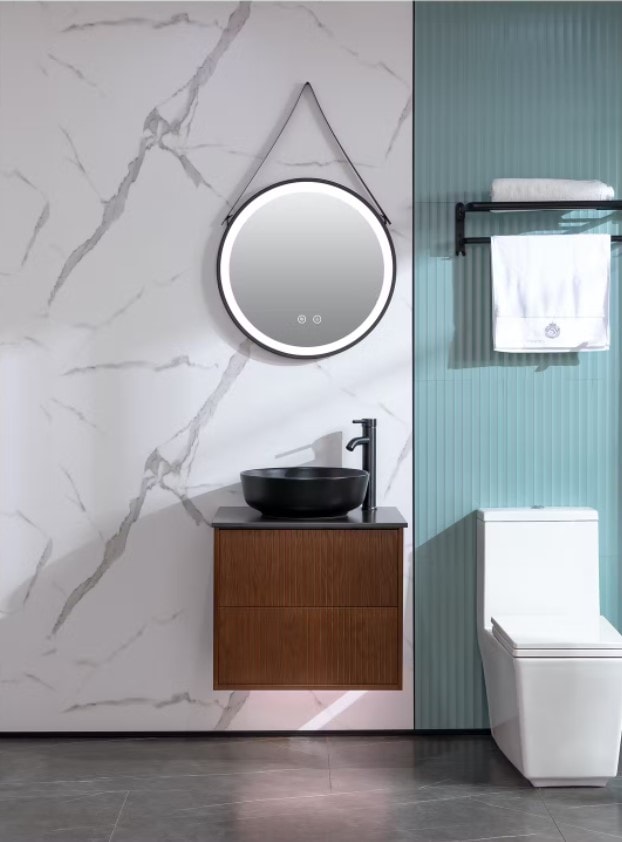 Bathlife Förtjust 60 vaskeskab brun eg med sort porcelænsvask