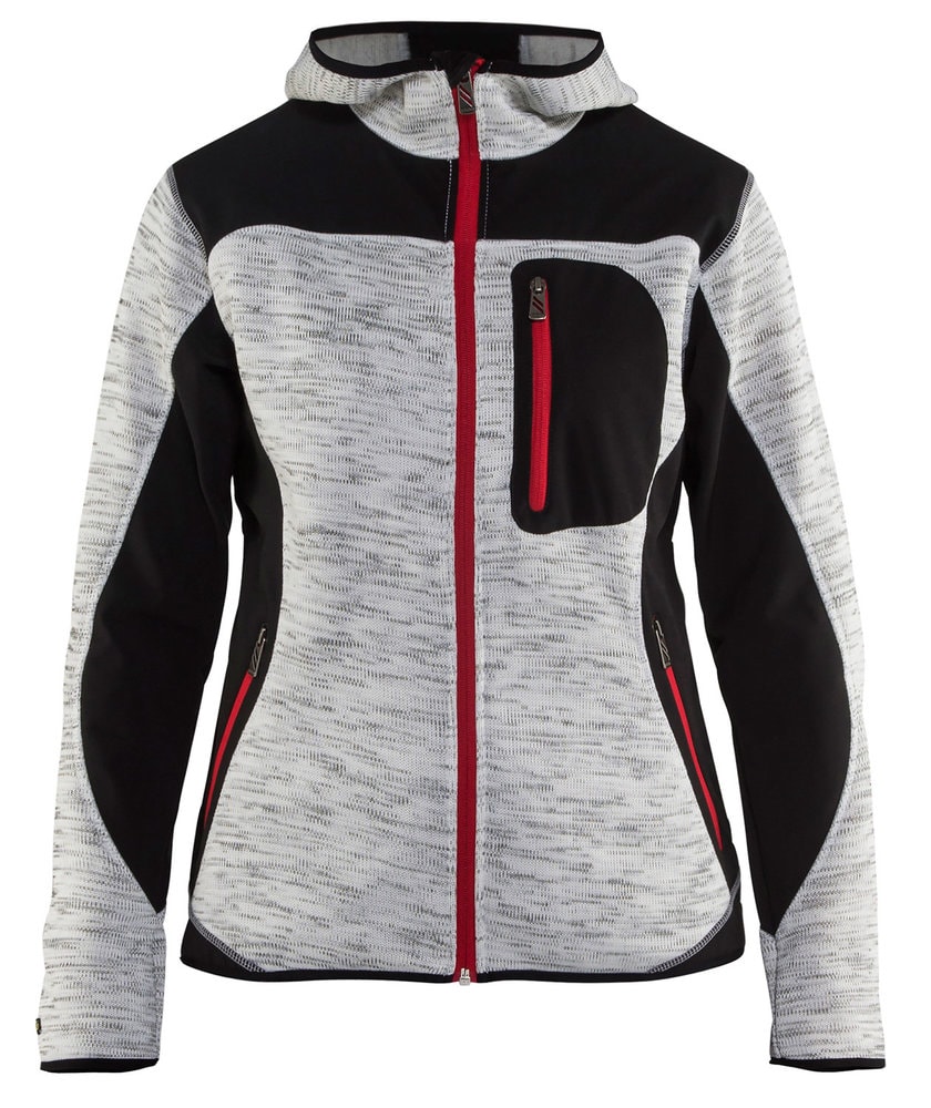 Blåkläder strikket jakke med softshell dame gråmeleret/sort XXXL