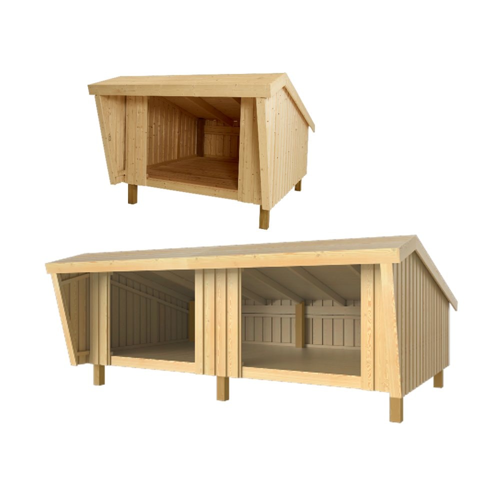 Plus shelter ubehandlet inkl. tagpap og alulister 225 x 291 x 170/107 cm
