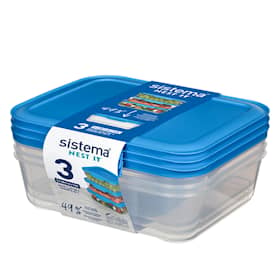 Sistema Nest It Meal Prep opbevaringsbøtte 1,5L 3 stk.