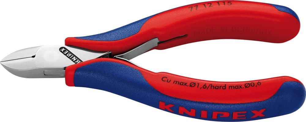 Knipex elektronik-skævbider med flerkomponent greb og trådklemme 115 mm