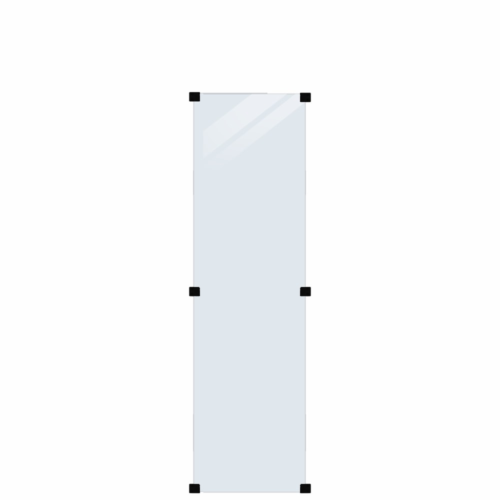 Plus glashegn i 6 mm hærdet glas klar inkl. 6 sorte beslag 55,4 x 176 cm
