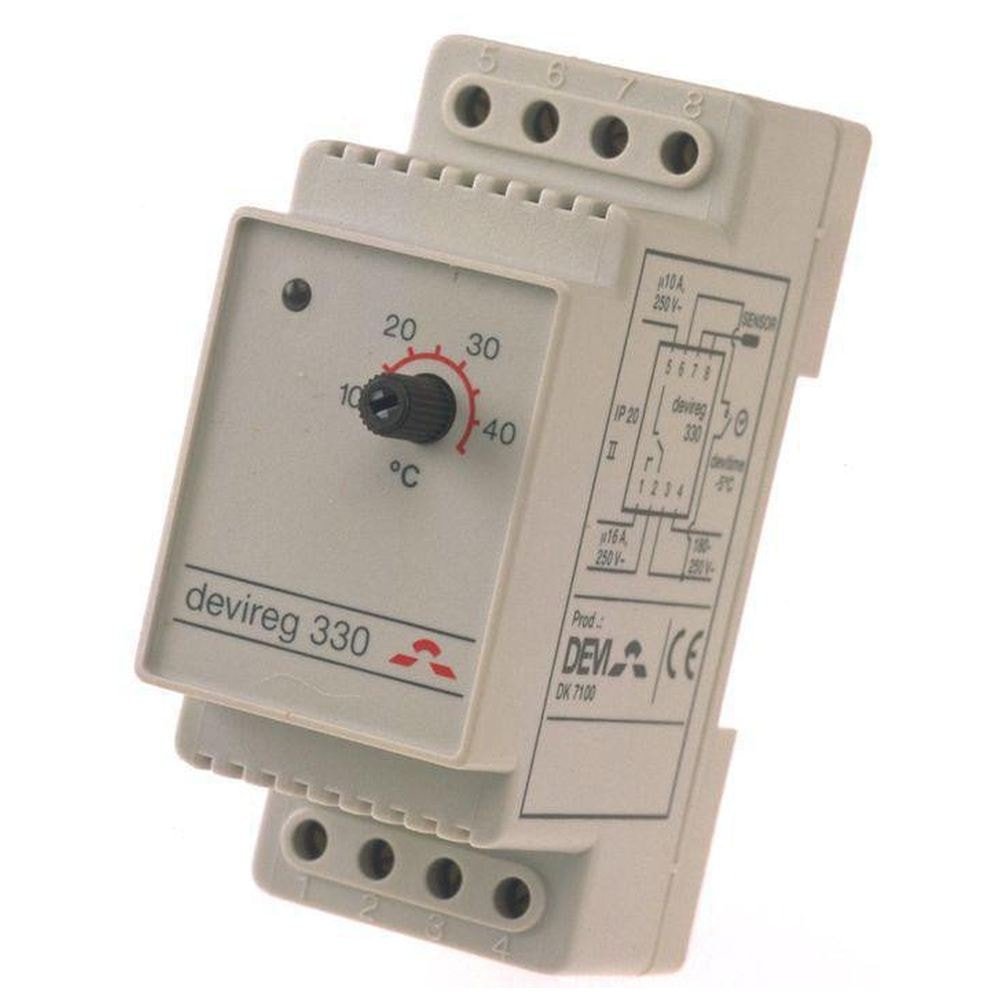 Devi DEVIreg 330 termostat med ledningsføler 5/45 grader til elgulvvarme