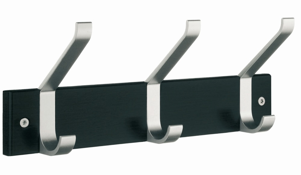 Beslagsboden 1073 knagerække 3 knager sort/aluminium 346 x 65 mm