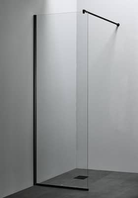Hafa Igloo Pro I-Wall fast brusevæg i klart glas/sort 70 x 200 cm