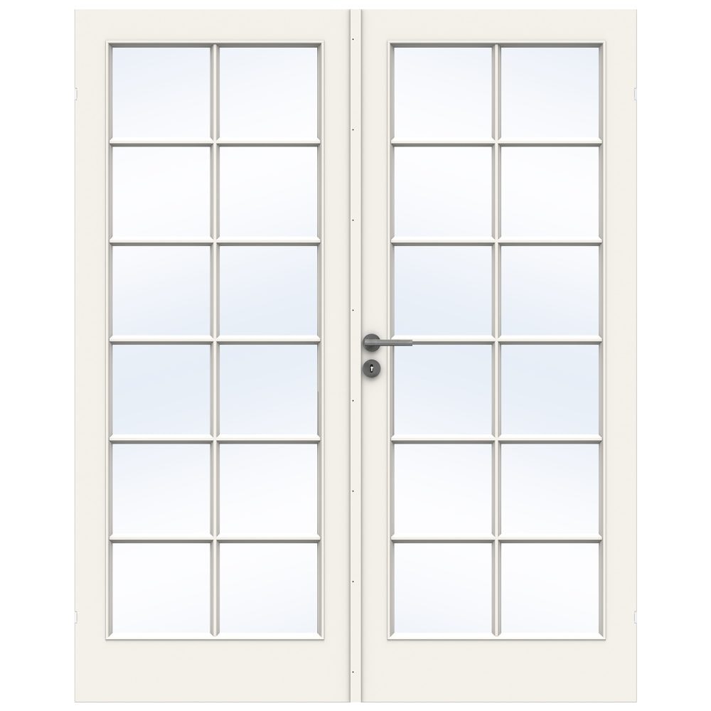 Swedoor Style SP12+SP12 hvid db.dør m. 4 mm hærdet glas 82,5+82,5x204 cm (17x21)