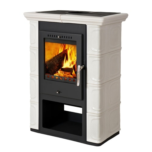 Kaminexperten Borgholm brændeovn med hvid keramikbeklædning