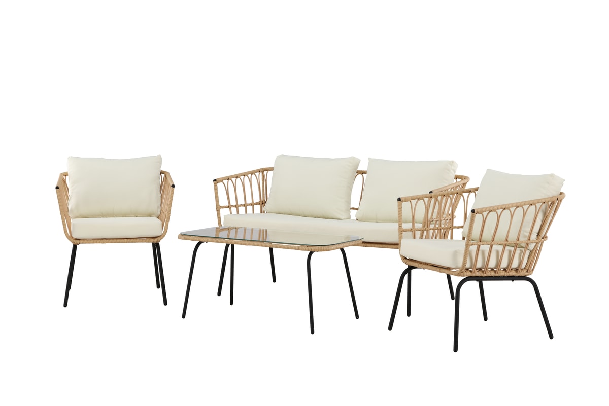 Venture Design Ortigia loungesæt 2+1+1 i sort/natur