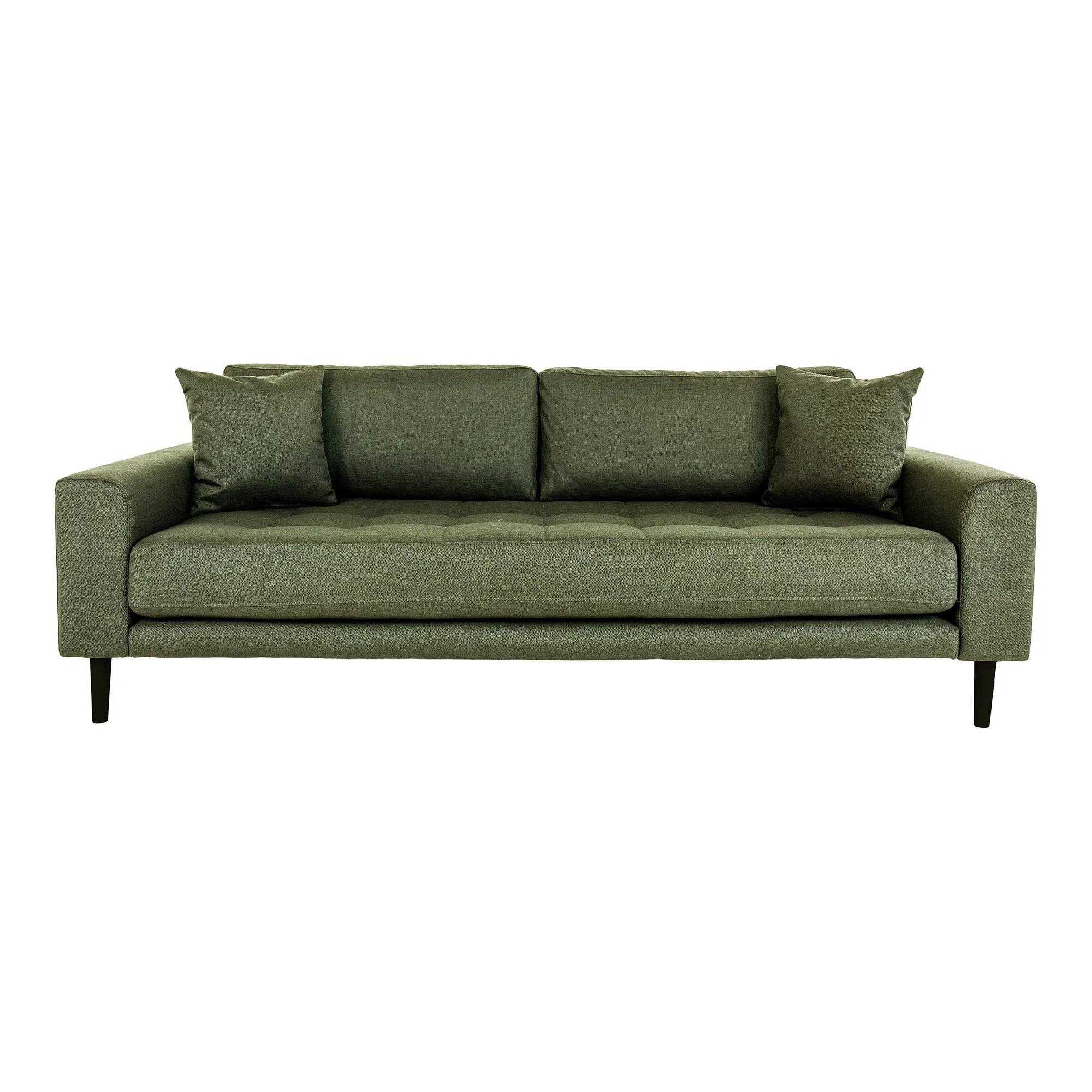 House Nordic Lido 3-personers sofa olivengrøn m/2 puder og sorte træben HN1020