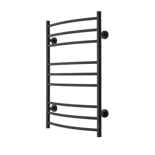 TVS Eldo 9 elektrisk håndklædetørrer buet i sort med timer 860 x 530 mm