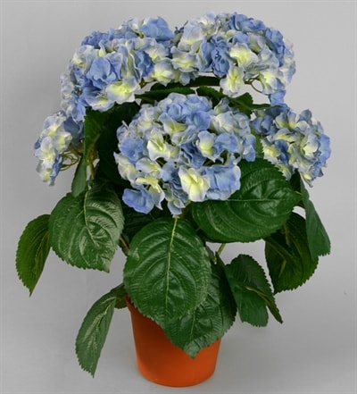 Silkeplanter kunstig Hortensia rosa/lime H40 cm