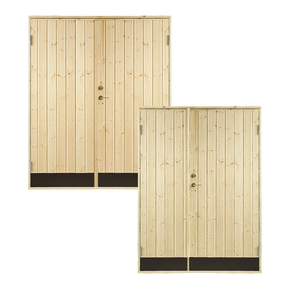 Plus udhusdør dobbelt ubehandlet, lodret panel inkl. karm HU 127,8 x 187,8 cm