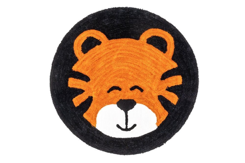 4Living Tiger gulvtæppe i orange/sort Ø100 cm