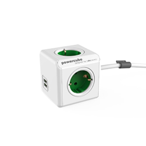 PowerCube Extended stikdåse blå 2 x USB 4 udtag