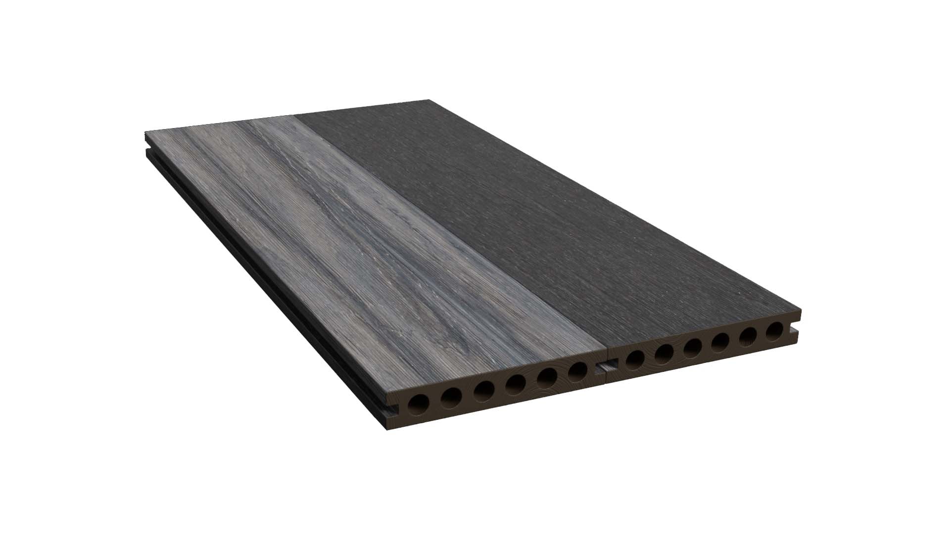 Kirkedal Komposit Heimdal terrasseplank sort/grå 22 x 130 x 6000 mm - Terrassebrædder, Træ og plader