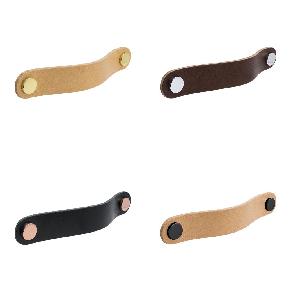 Beslag Design Loop Round-128 greb læder natur/sort