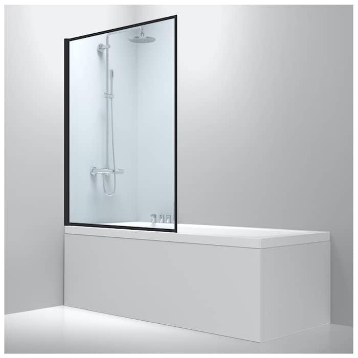 Bathlife Profil brusevæg til badekar klar/sort 80 x 140 cm