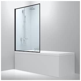 Bathlife Profil brusevæg til badekar klar/sort 80 x 140 cm
