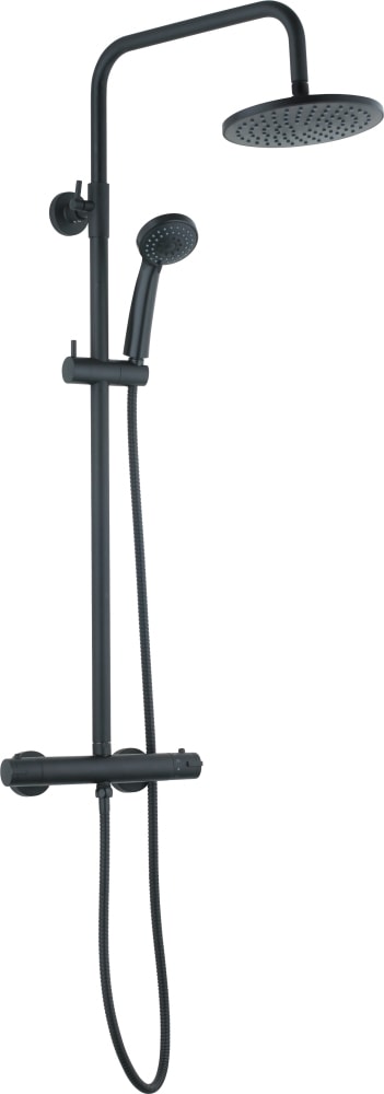 Nortiq brusesystem i matsort med termostat og Ø22 cm brusehoved