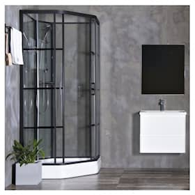 Bathlife Betrakta Elegant brusekabine i sort / hvid med klart glas 90x90x205 cm