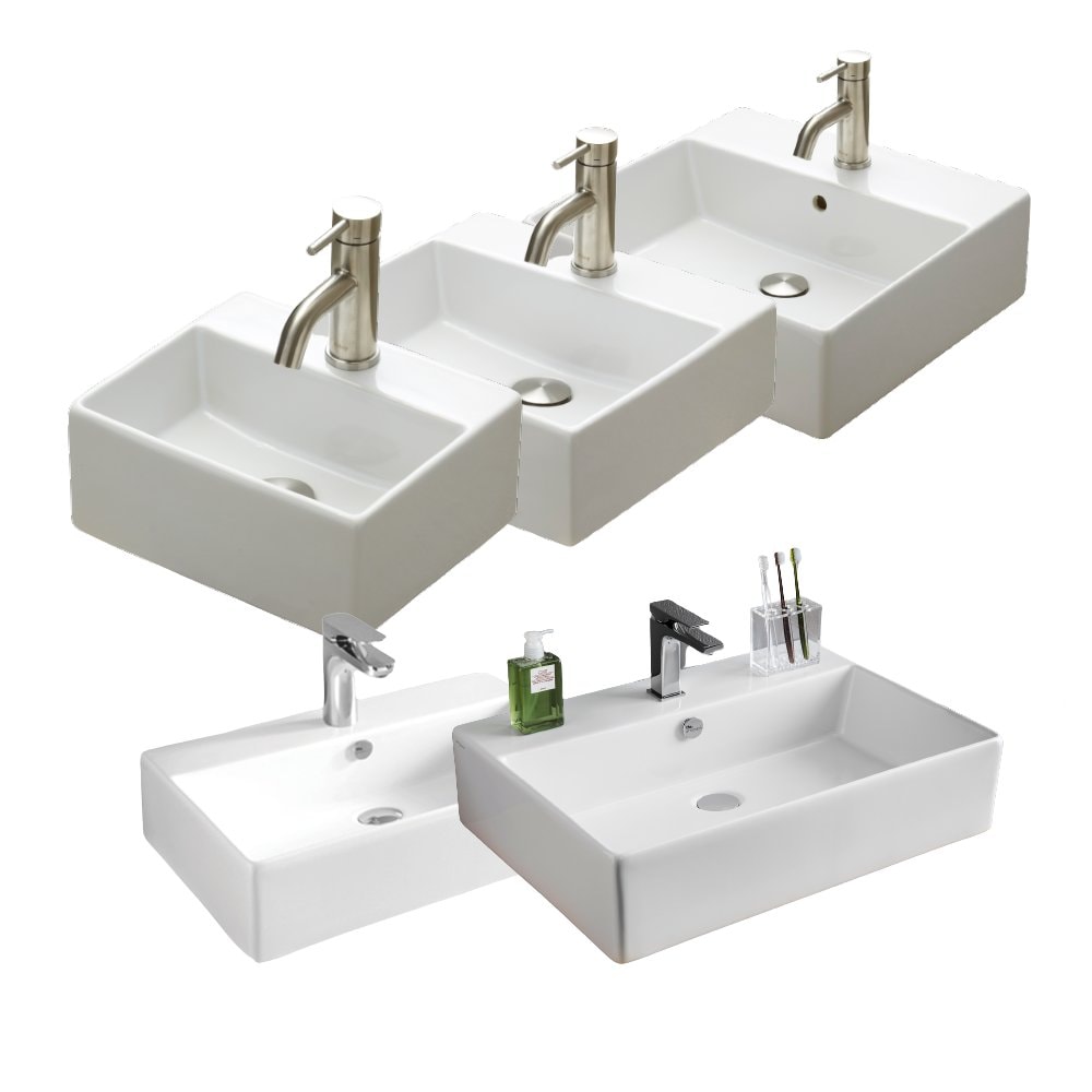 Lavabo Boxo Slim porcelænsvask i hvid med hanehul, til væg / bord