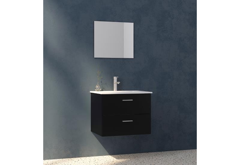 Nortiq Bergamo One Box badmøbelsæt i matsort 2 skuffer 60 cm