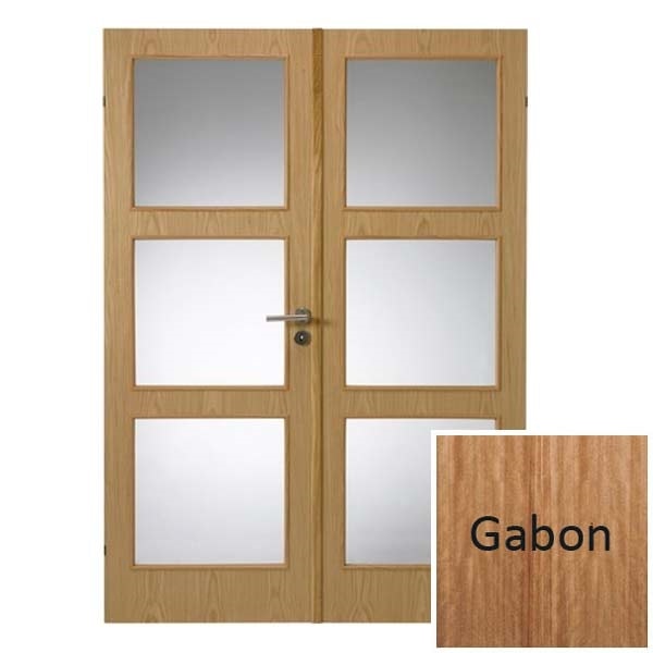 Swedoor Easy Nature GW3+GW3 40 mm gabon dør m. glas 72,5+72,5x204 cm (15x21)