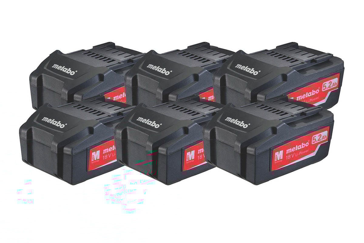 Metabo 18V Li-Ion batterisæt med 6 batterier