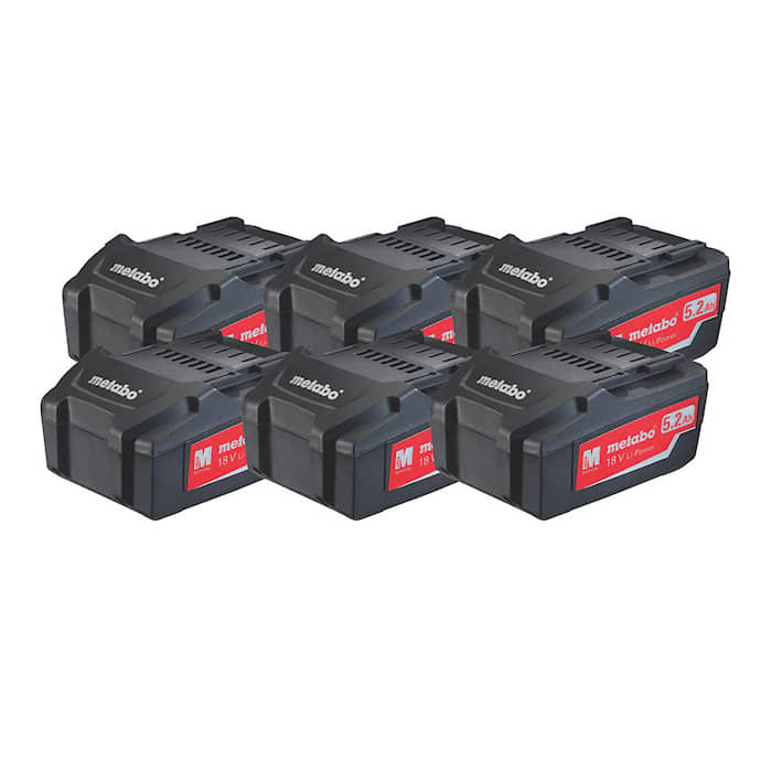 Metabo 18V Li-Ion batterisæt med 6 batterier