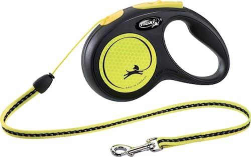 Flexi New Neon S hundesnor i gul og sort 5 meter op til 12 kg