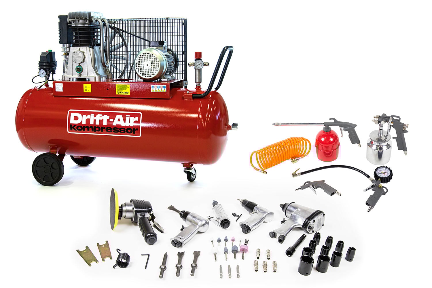 Drift-Air Kompressorpakke CT 5,5/580 m/5 trykluftmaskiner, 45 tilbehørsdele og 5 trykluftværktøjer